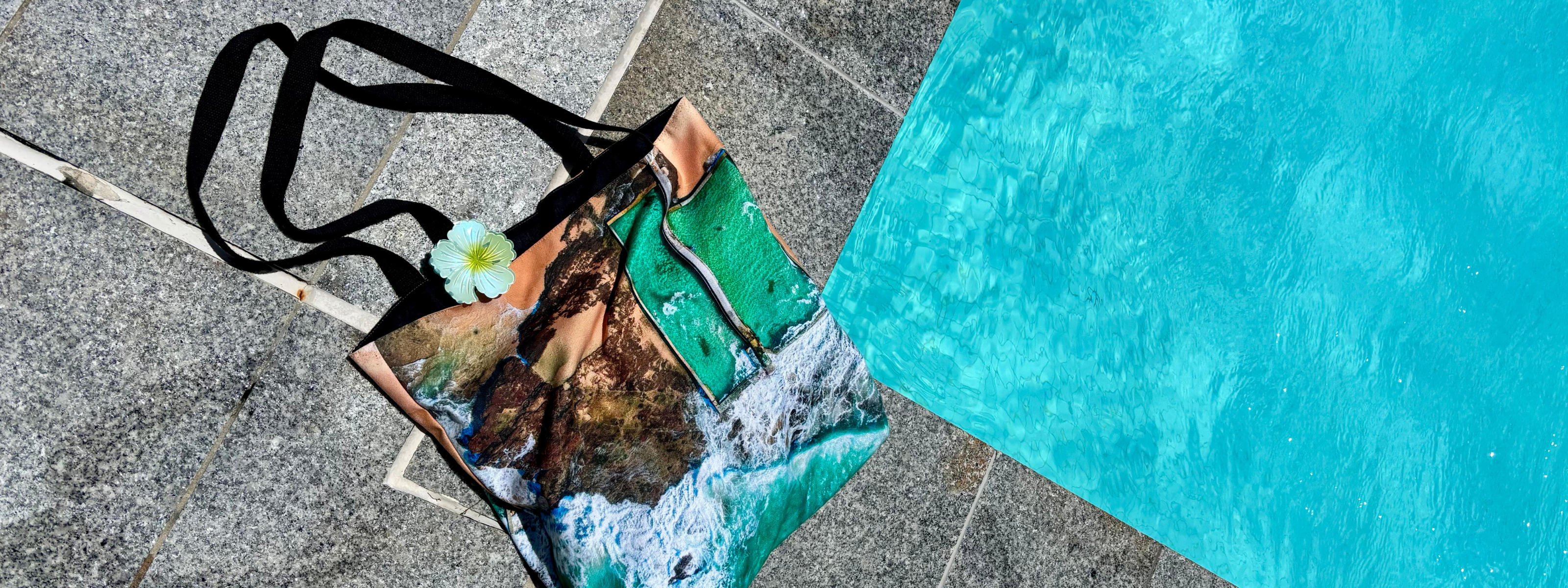 Tote Bag with Austinmer Ocean Pools Print. Illawarra beach and ocean photography gifts and prints. 