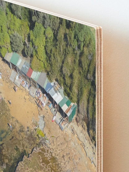 (Bulli) The Huts Wood Mounted Print